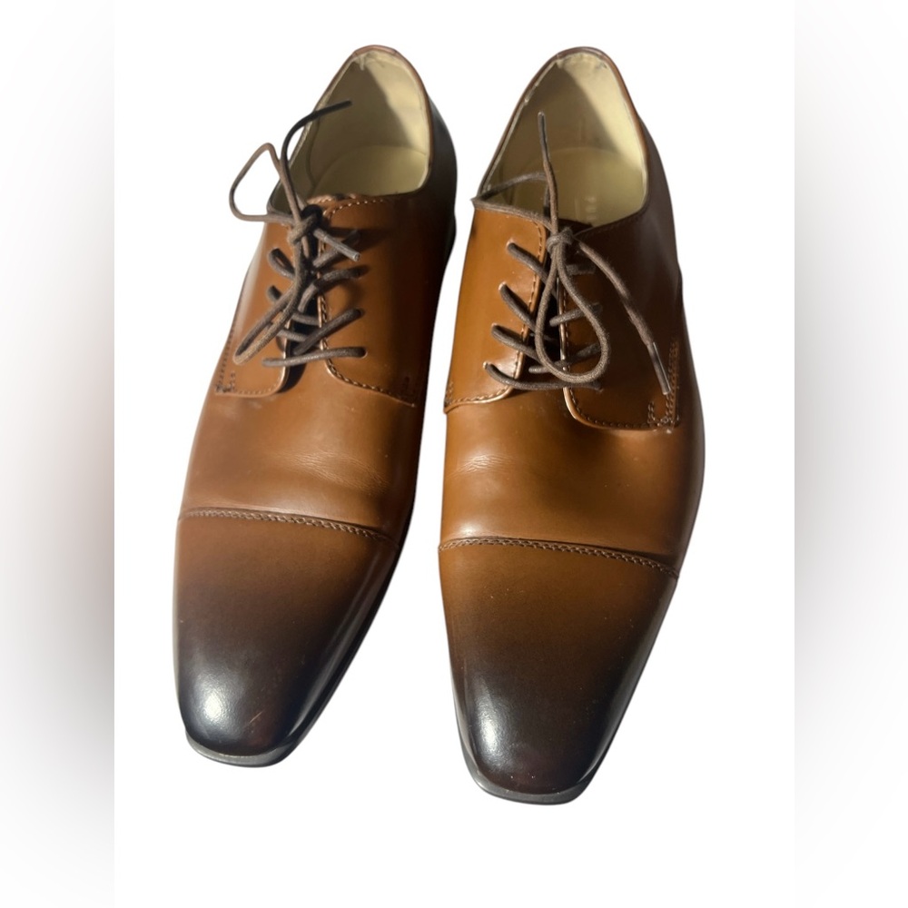PUBLIC OPINION Jackson Cap Toe Tan Leather Dress Oxfords Shoes Mens Sz 10